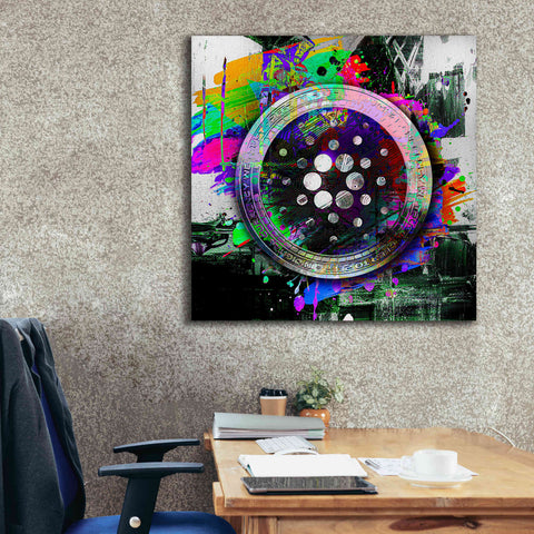 Image of Epic Graffiti'Cardano Crypto Predator' by Epic Portfolio Giclee Canvas Wall Art,37 x 37