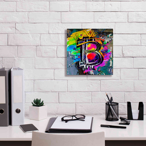 Image of Epic Graffiti'Bitcoin Crypto King' by Epic Portfolio Giclee Canvas Wall Art,12 x 12