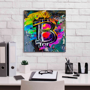 Epic Graffiti'Bitcoin Crypto King' by Epic Portfolio Giclee Canvas Wall Art,18 x 18