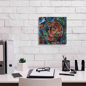 Epic Graffiti'Bitcoin Bronze Abstract' by Epic Portfolio Giclee Canvas Wall Art,12 x 12