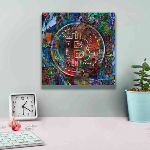 Image of Epic Graffiti'Bitcoin Bronze Abstract' by Epic Portfolio Giclee Canvas Wall Art,12 x 12