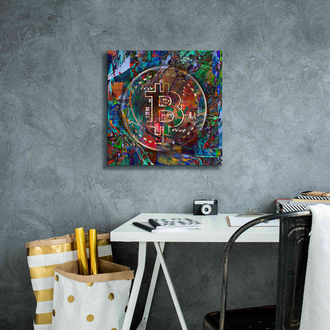 Image of Epic Graffiti'Bitcoin Bronze Abstract' by Epic Portfolio Giclee Canvas Wall Art,18 x 18