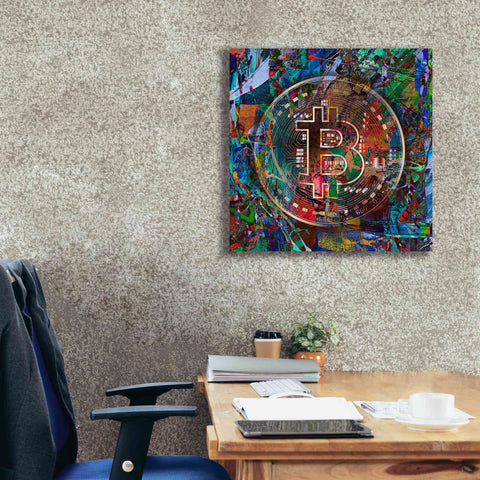 Image of Epic Graffiti'Bitcoin Bronze Abstract' by Epic Portfolio Giclee Canvas Wall Art,26 x 26