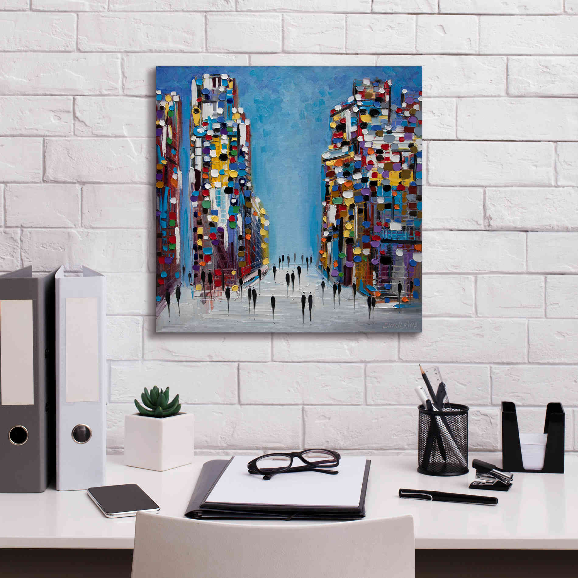 'Cityscape' by Ekaterina Ermilkina Giclee Canvas Wall Art,18 x 18