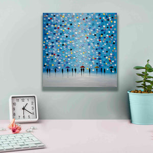 'Colorful City Umbrellas' by Ekaterina Ermilkina Giclee Canvas Wall Art,12 x 12