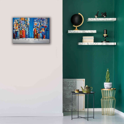 Image of 'Night Square' by Ekaterina Ermilkina Giclee Canvas Wall Art,26 x 18