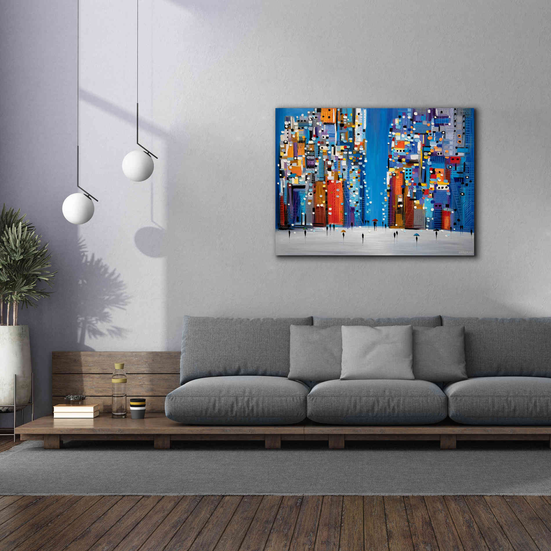 'Night Square' by Ekaterina Ermilkina Giclee Canvas Wall Art,54 x 40