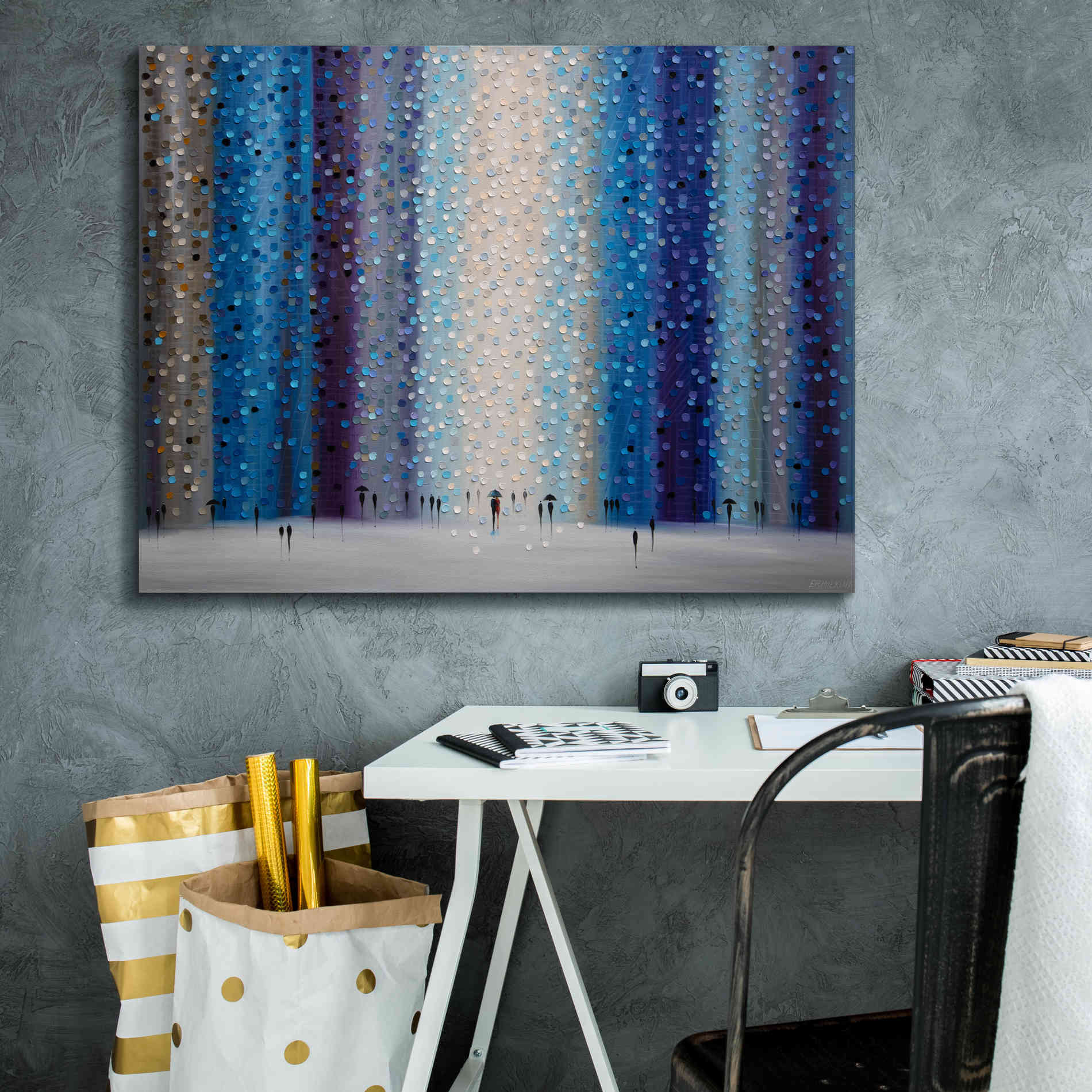 'Rainy City For' by Ekaterina Ermilkina Giclee Canvas Wall Art,34 x 26