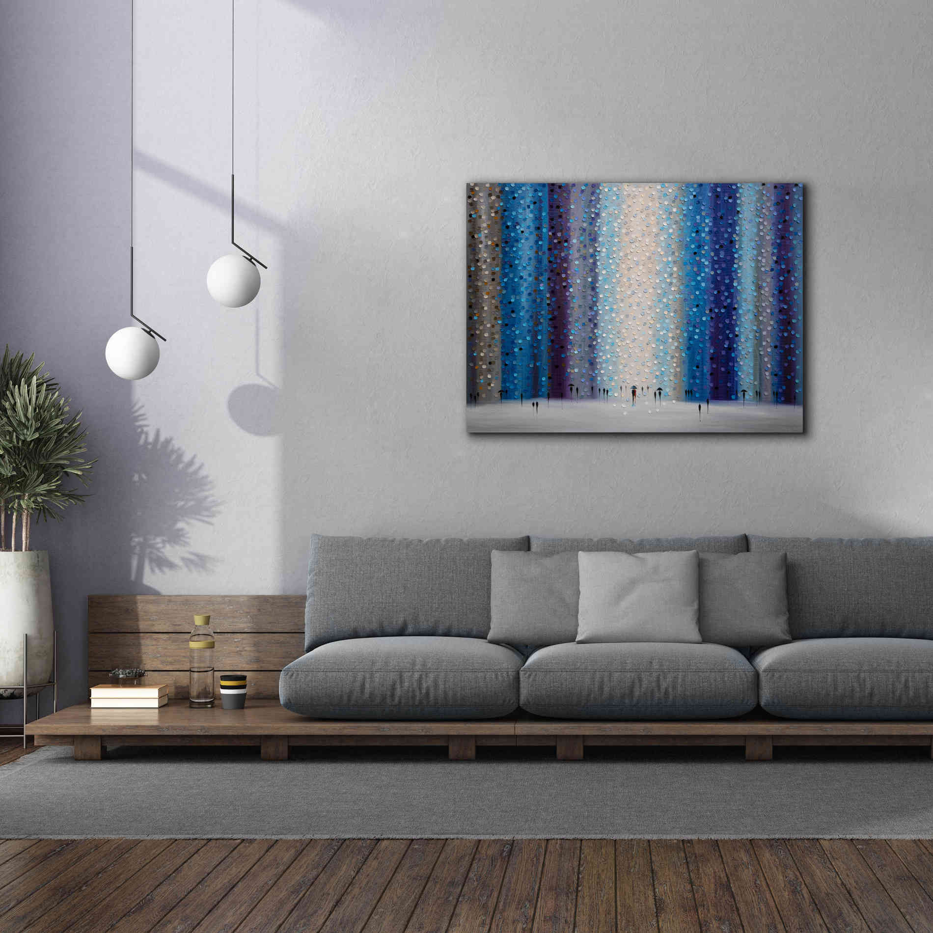 'Rainy City For' by Ekaterina Ermilkina Giclee Canvas Wall Art,54 x 40