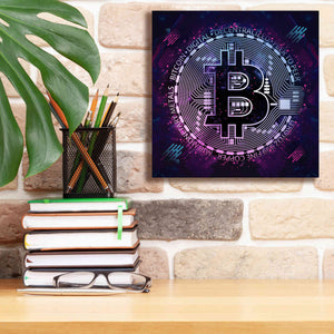 'Bitcoin 80s' by Cameron Gray Giclee Canvas Wall Art,12 x 12