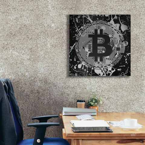 Image of 'Bitcoin Black Ice' by Cameron Gray Giclee Canvas Wall Art,26 x 26