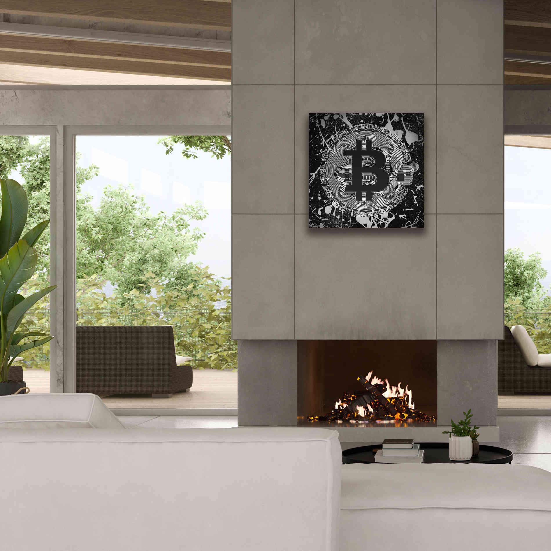 'Bitcoin Black Ice' by Cameron Gray Giclee Canvas Wall Art,26 x 26
