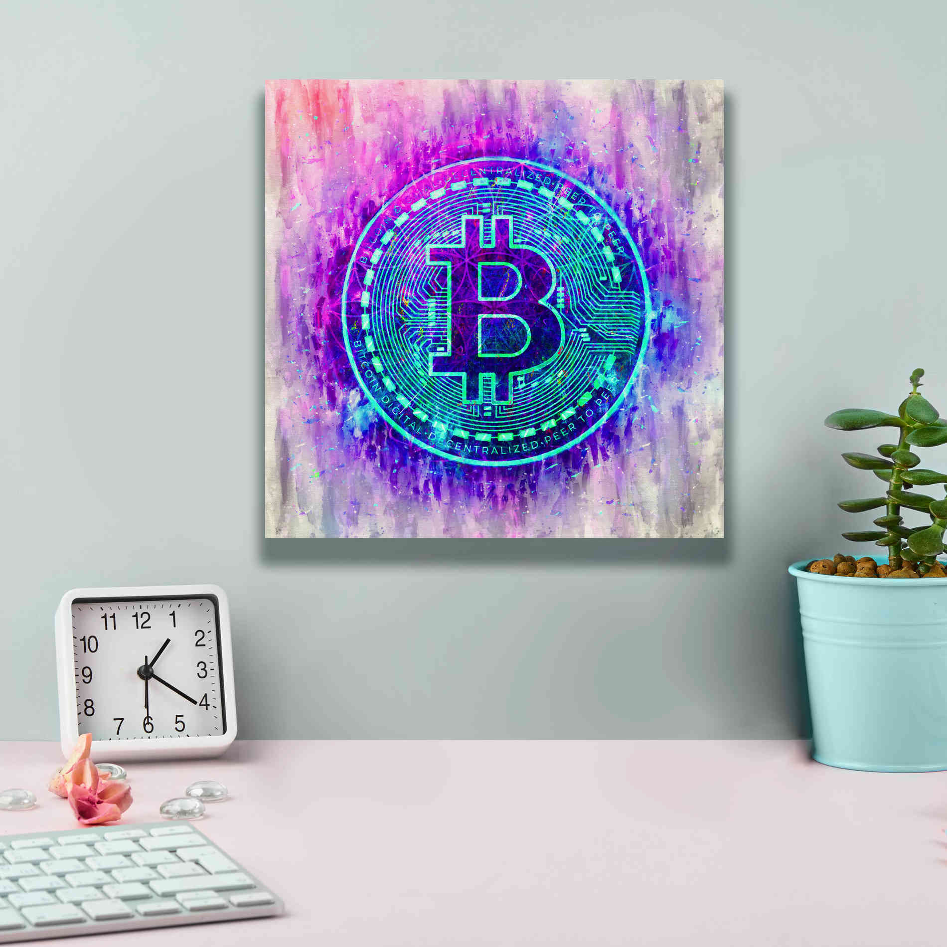 'Bitcoin Melt' by Cameron Gray Giclee Canvas Wall Art,12 x 12