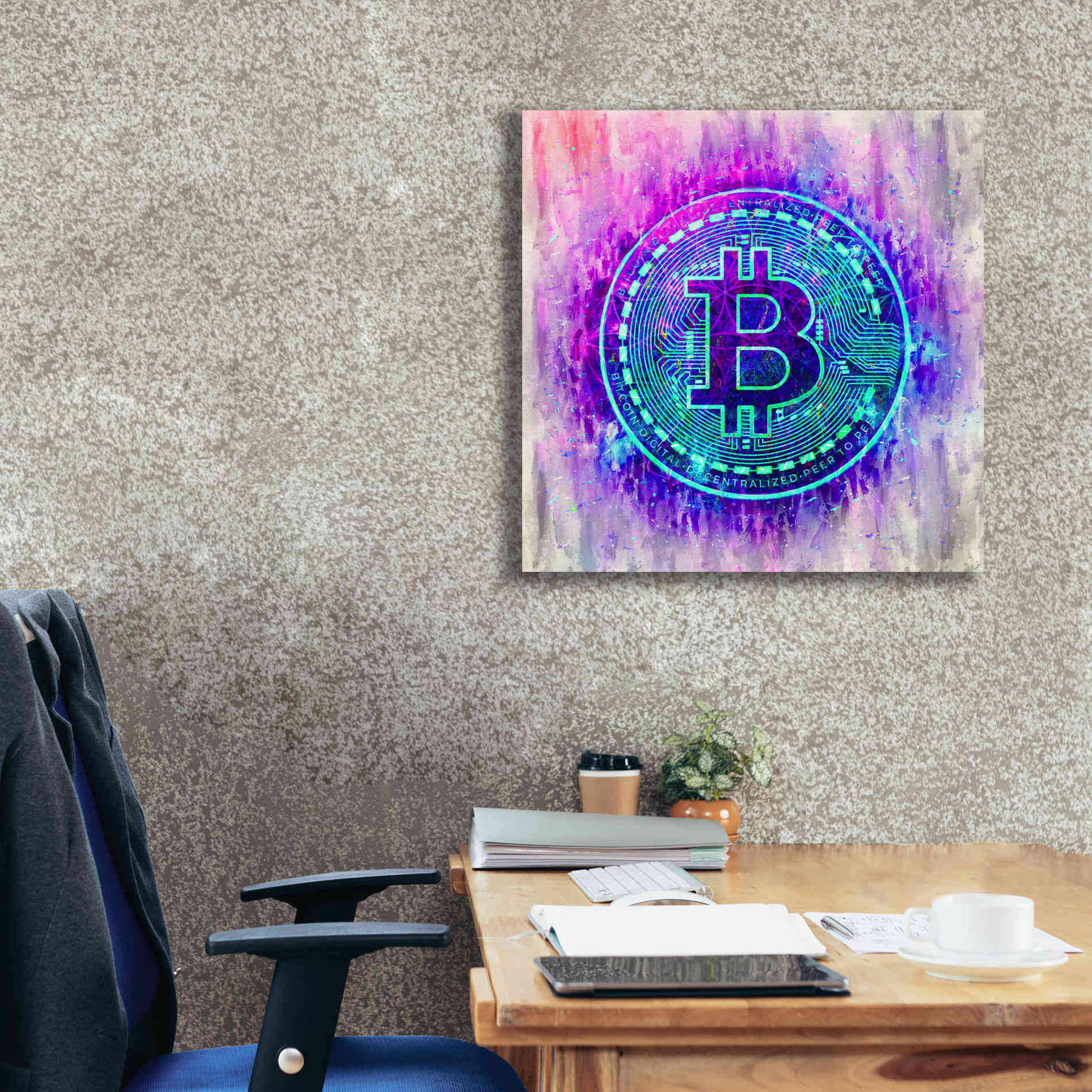 'Bitcoin Melt' by Cameron Gray Giclee Canvas Wall Art,26 x 26