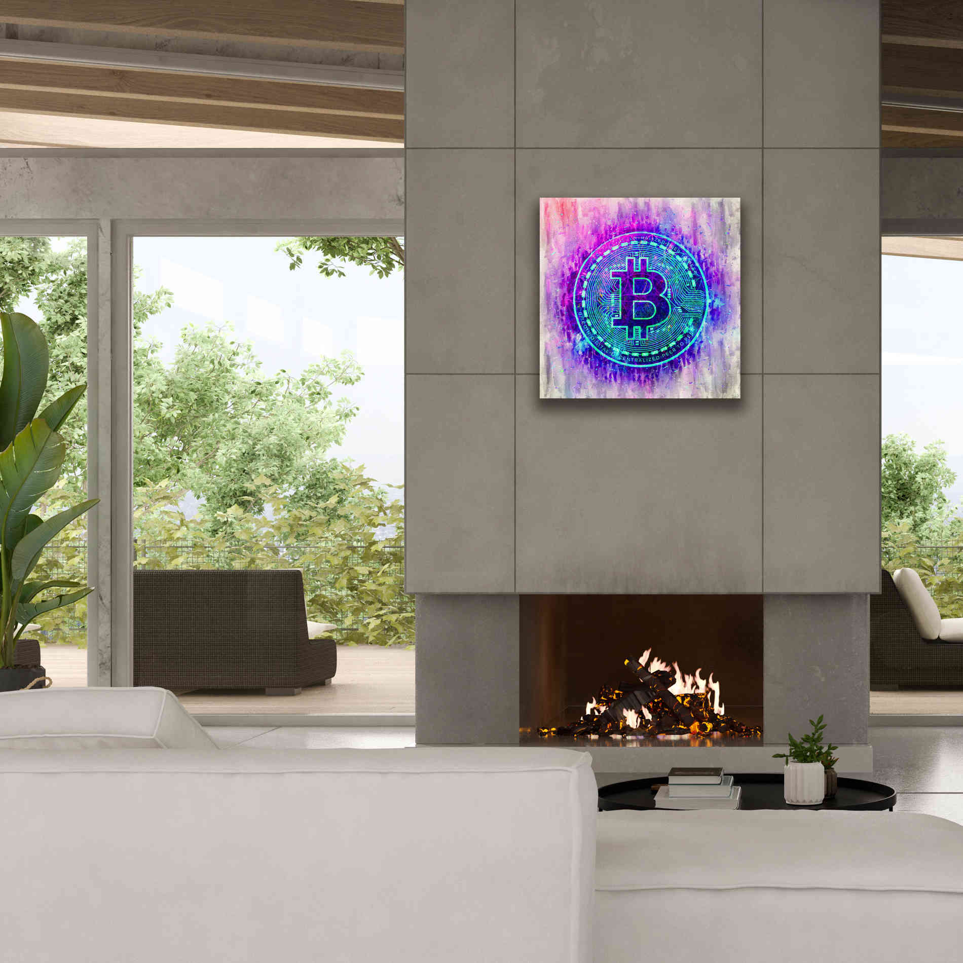 'Bitcoin Melt' by Cameron Gray Giclee Canvas Wall Art,26 x 26
