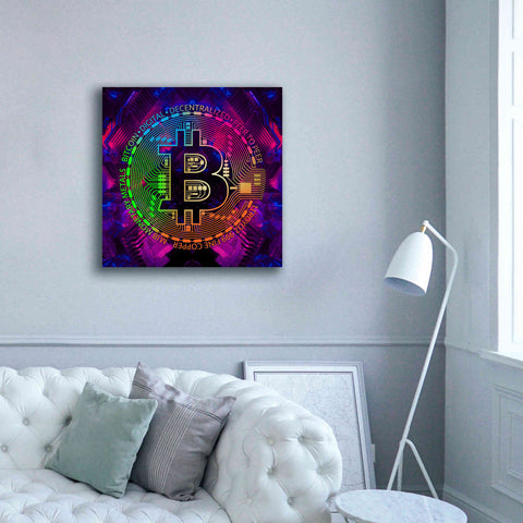 Image of 'Bitcoin Rainbow' by Cameron Gray Giclee Canvas Wall Art,37 x 37