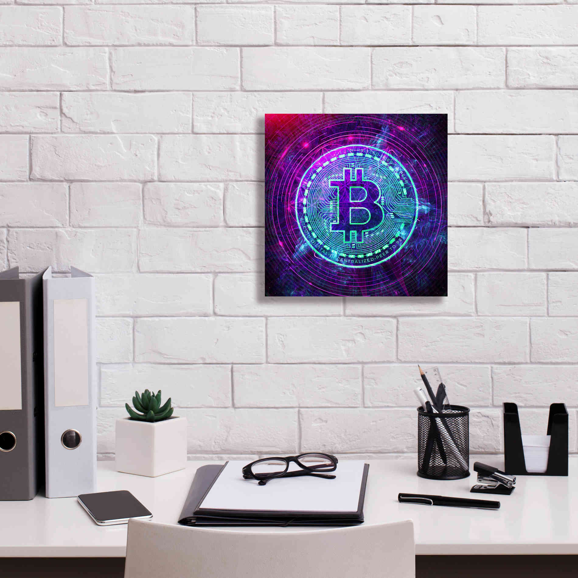'Bitcoin Wave' by Cameron Gray Giclee Canvas Wall Art,12 x 12