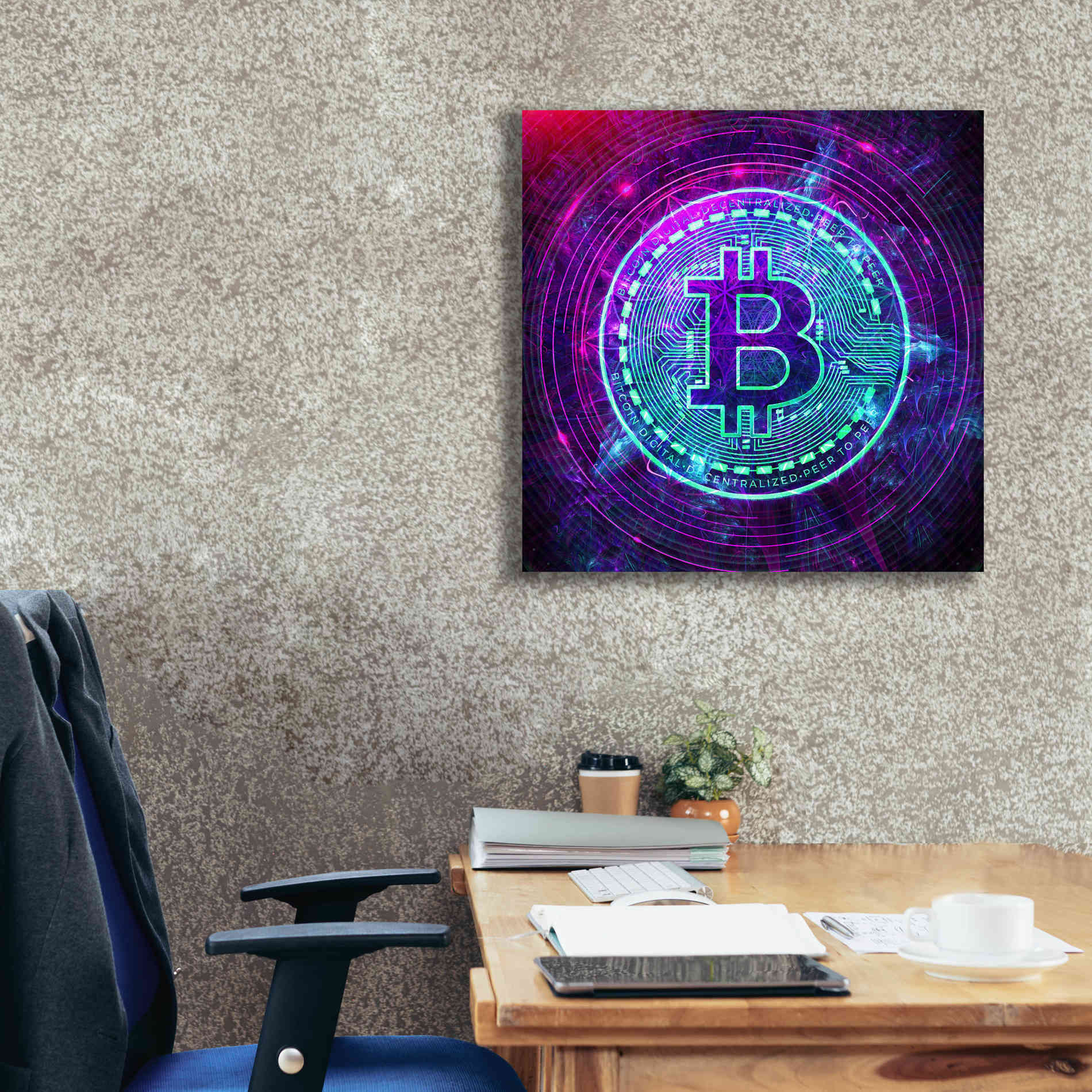 'Bitcoin Wave' by Cameron Gray Giclee Canvas Wall Art,26 x 26