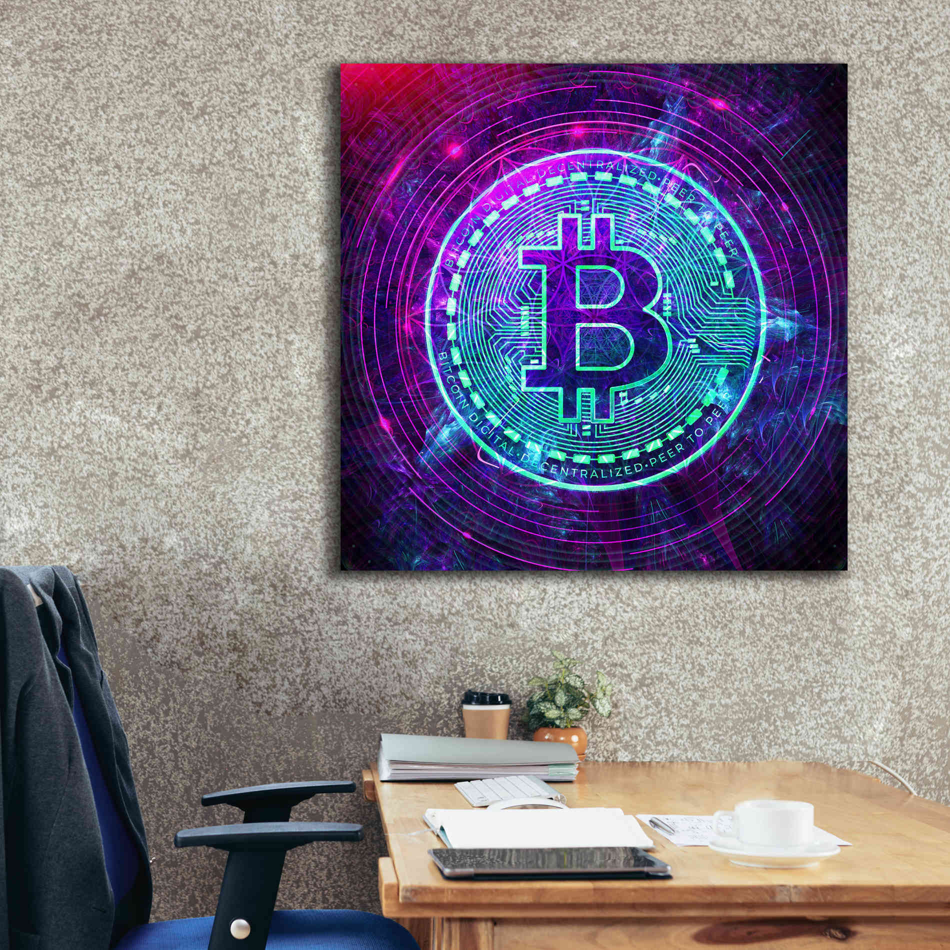 'Bitcoin Wave' by Cameron Gray Giclee Canvas Wall Art,37 x 37