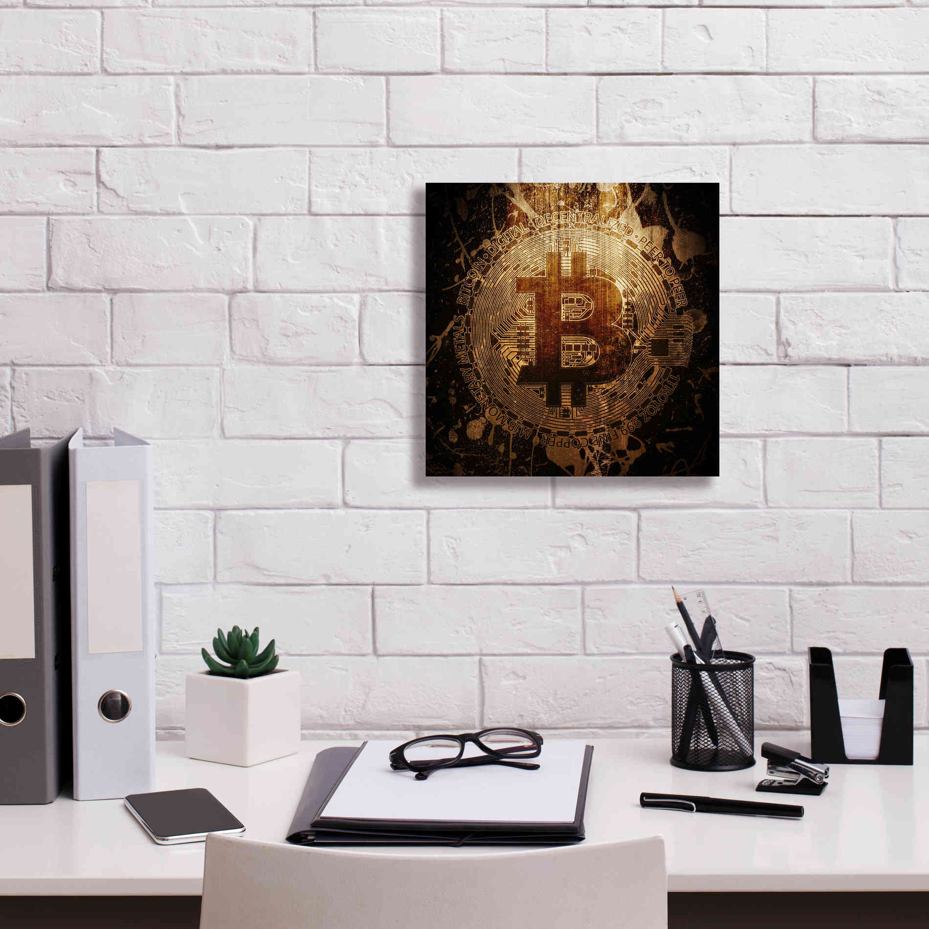 'Bitcoin Zinc' by Cameron Gray Giclee Canvas Wall Art,12 x 12