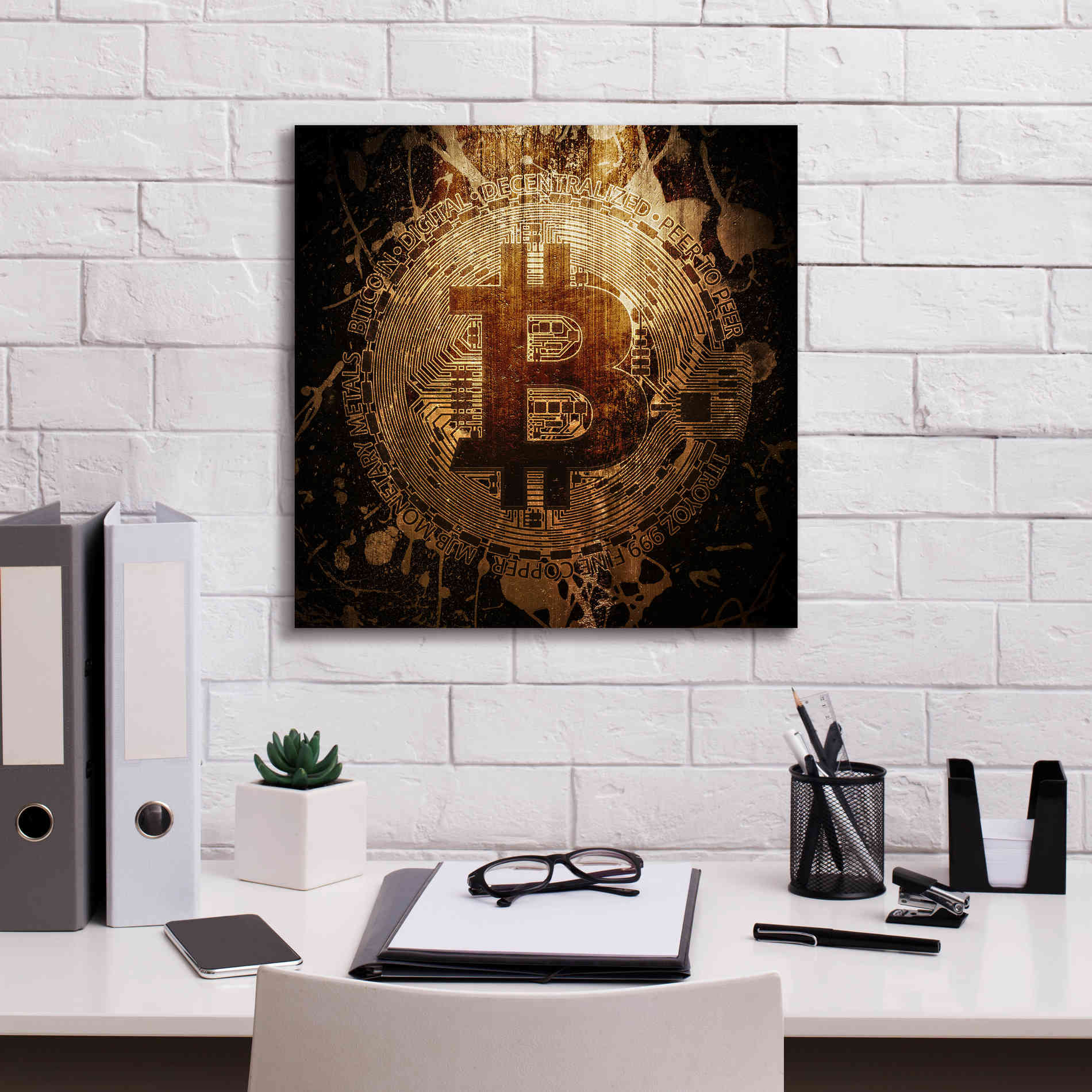 'Bitcoin Zinc' by Cameron Gray Giclee Canvas Wall Art,18 x 18
