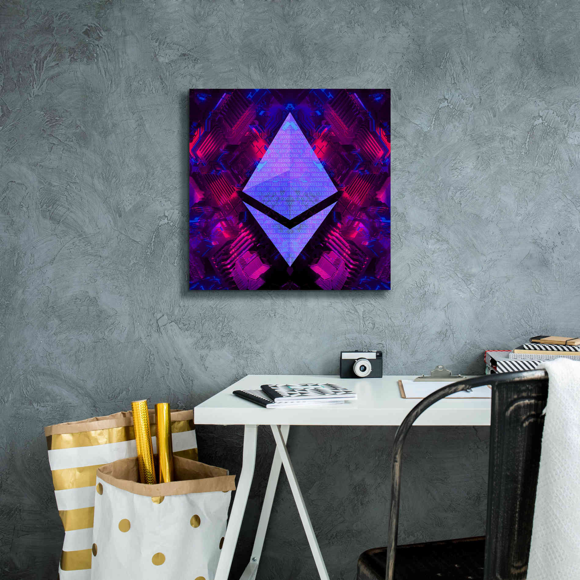 'Ethereum Future' by Cameron Gray Giclee Canvas Wall Art,18 x 18