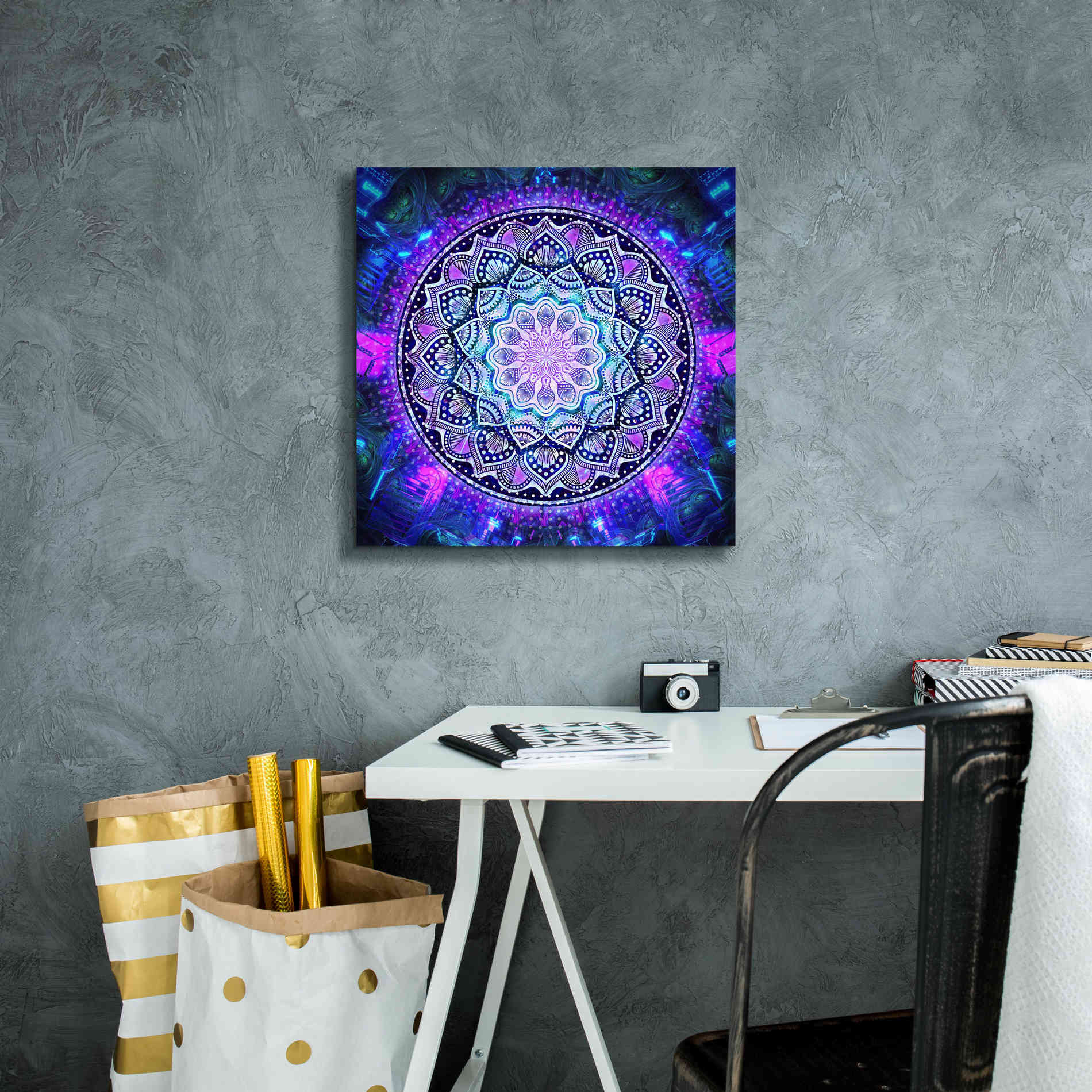 'Sacred Bloom Mandala' by Cameron Gray Giclee Canvas Wall Art,18 x 18