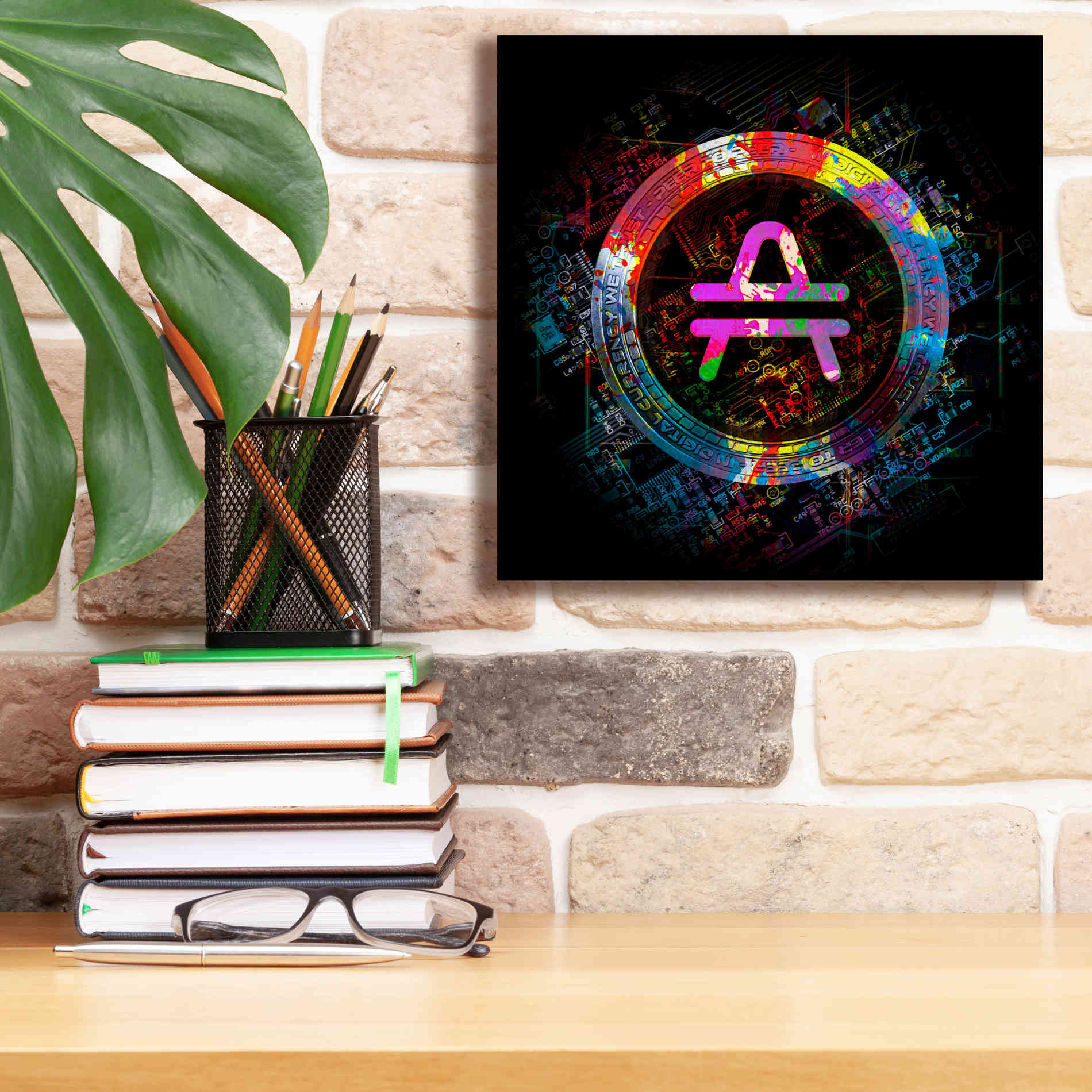 'Amp Crypto Power' by Epic Portfolio Giclee Canvas Wall Art,12 x 12