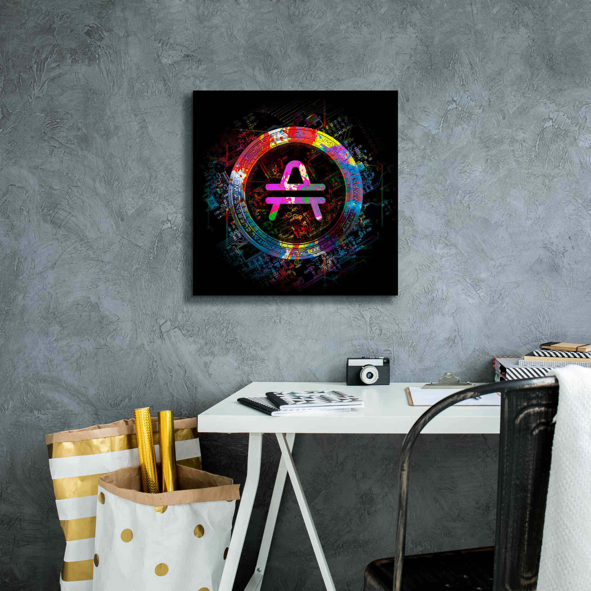 'Amp Crypto Power' by Epic Portfolio Giclee Canvas Wall Art,18 x 18