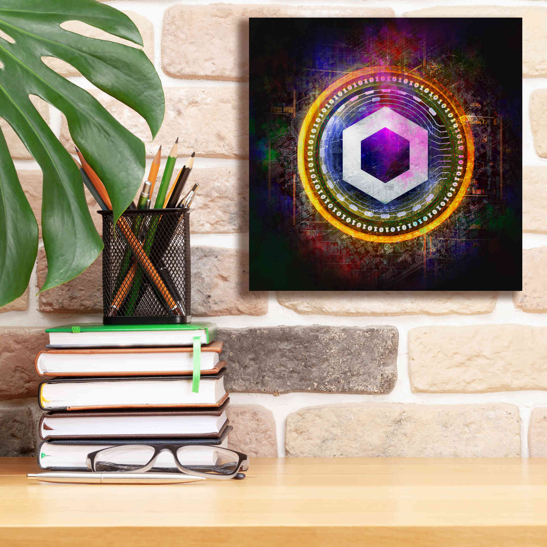 'Chainlink Crypto Halo' by Epic Portfolio Giclee Canvas Wall Art,12 x 12