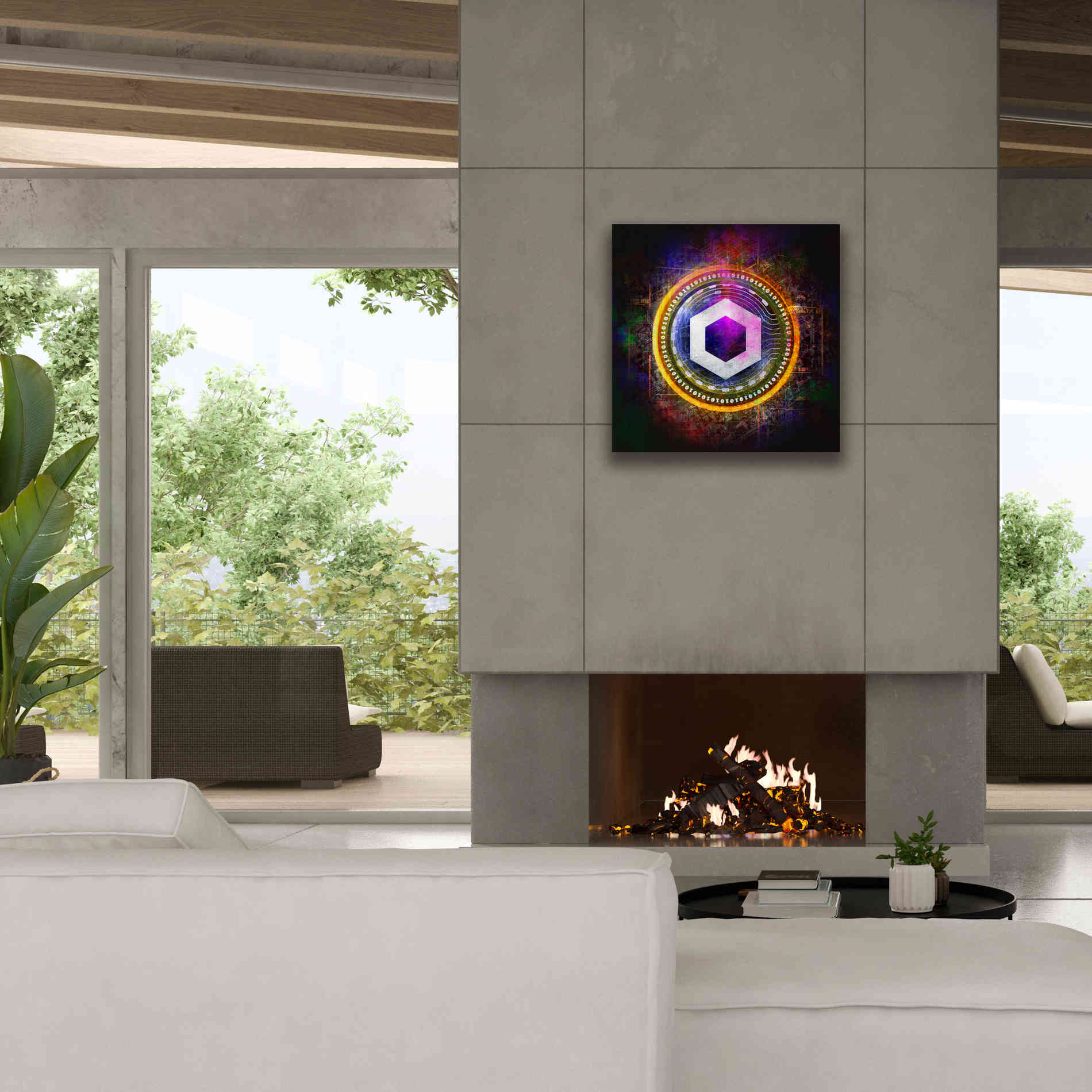 'Chainlink Crypto Halo' by Epic Portfolio Giclee Canvas Wall Art,26 x 26