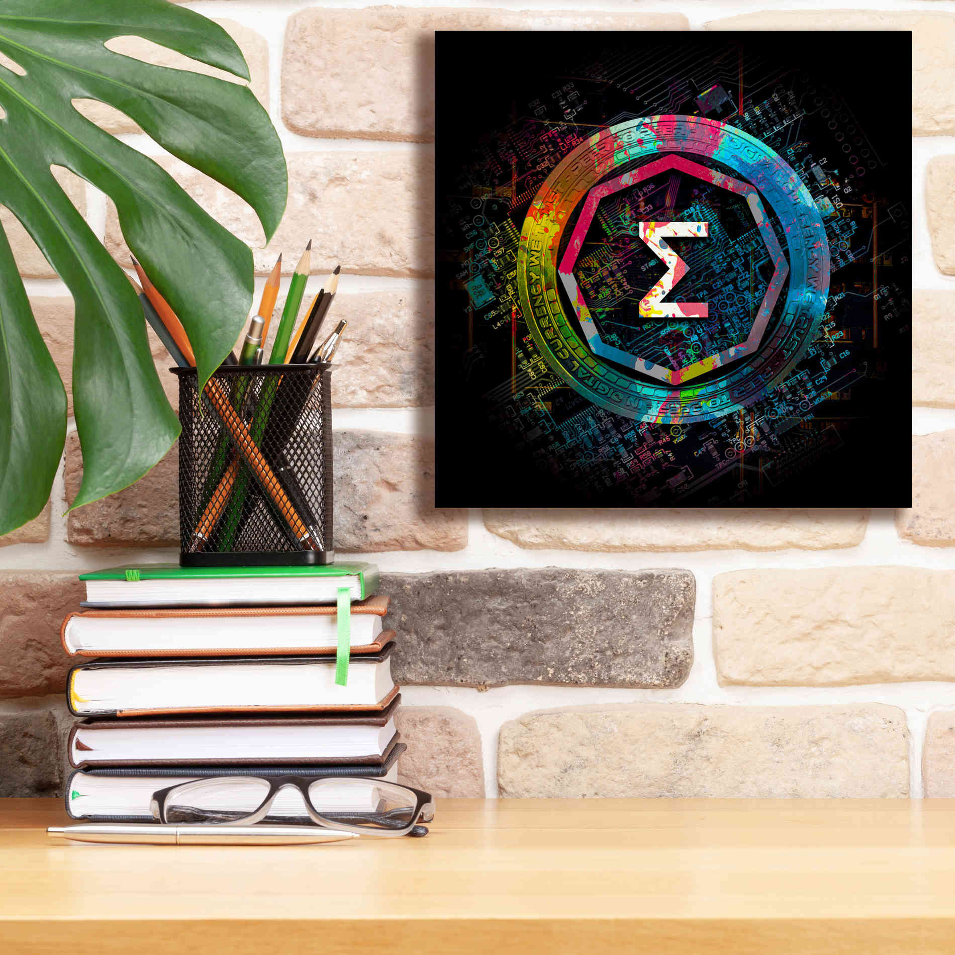 'Ergo Crypto Power' by Epic Portfolio Giclee Canvas Wall Art,12 x 12