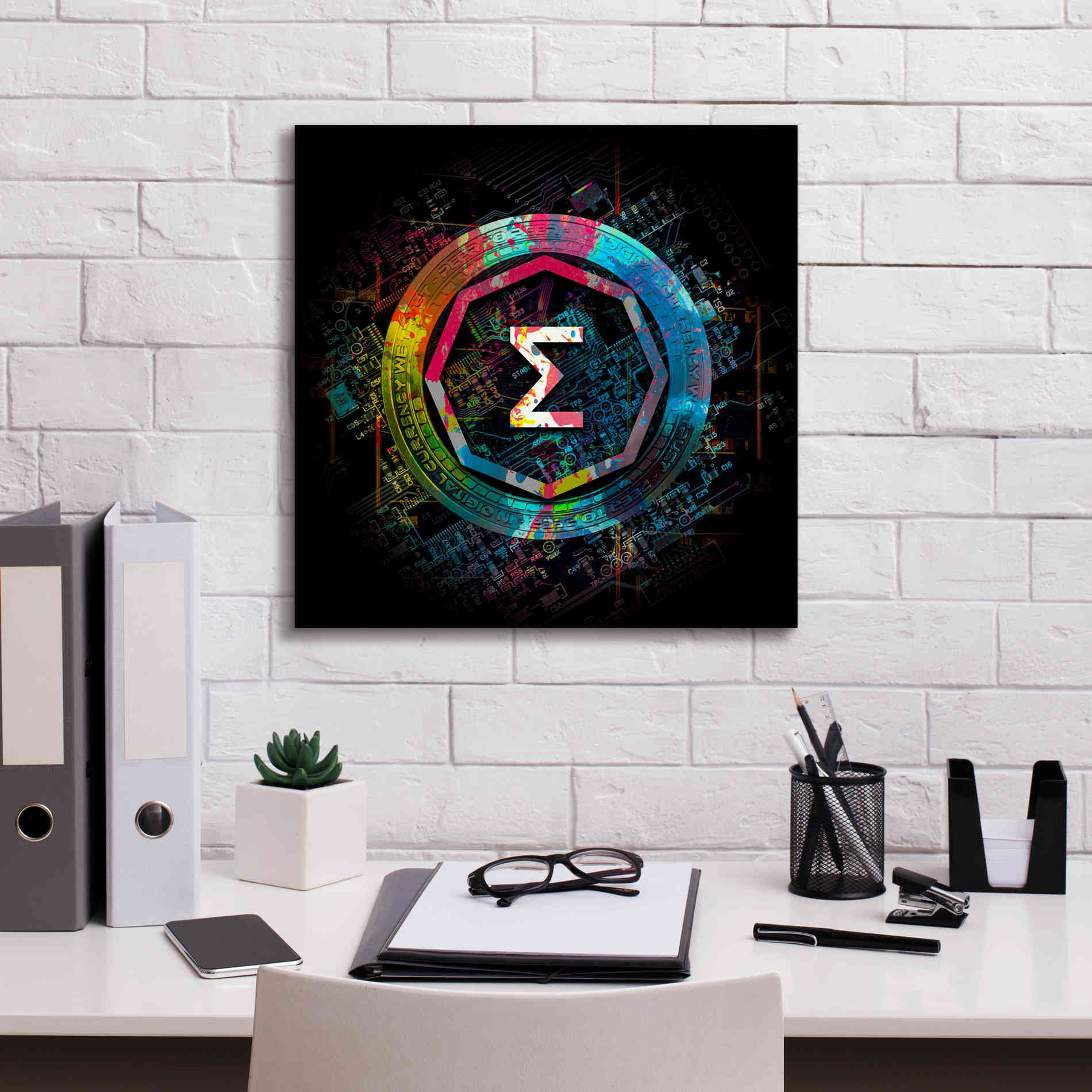 'Ergo Crypto Power' by Epic Portfolio Giclee Canvas Wall Art,18 x 18