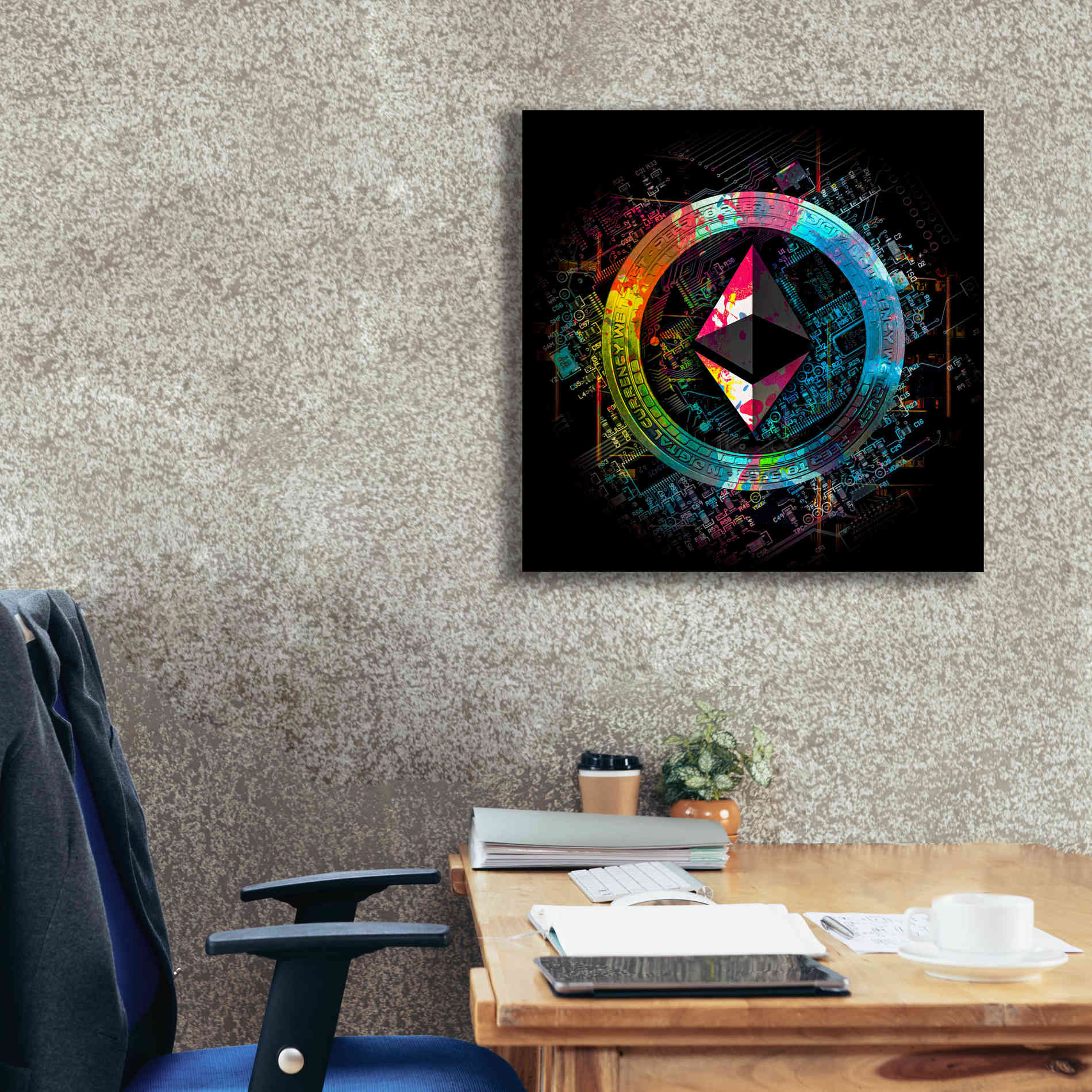 'Ethereum Crypto Power' by Epic Portfolio Giclee Canvas Wall Art,26 x 26