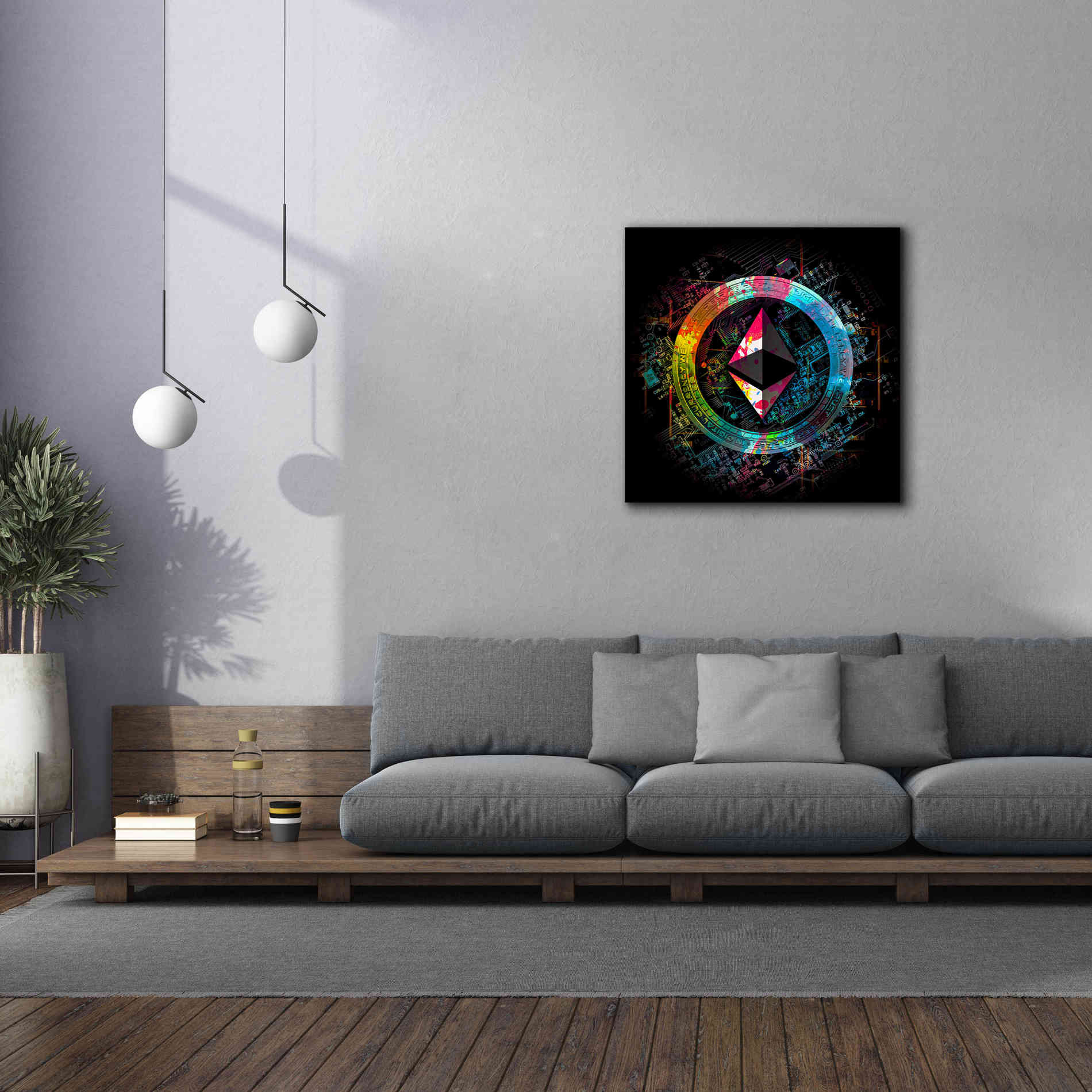 'Ethereum Crypto Power' by Epic Portfolio Giclee Canvas Wall Art,37 x 37