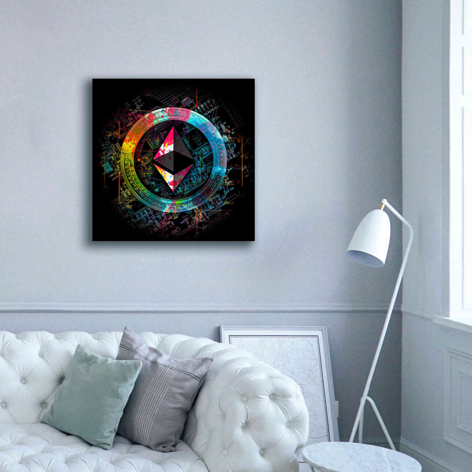 'Ethereum Crypto Power' by Epic Portfolio Giclee Canvas Wall Art,37 x 37