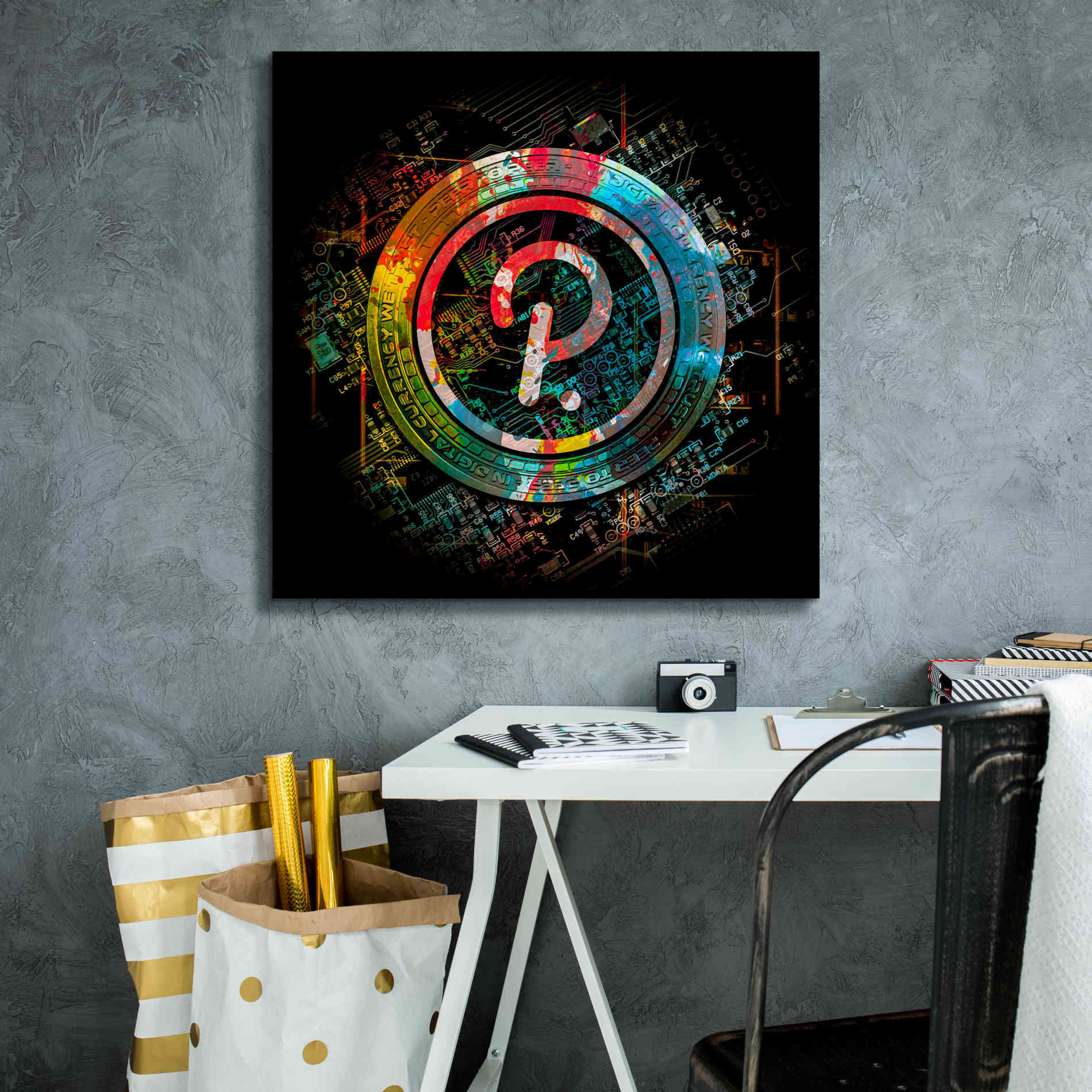 'Polkadot Crypto Power' by Epic Portfolio Giclee Canvas Wall Art,26 x 26