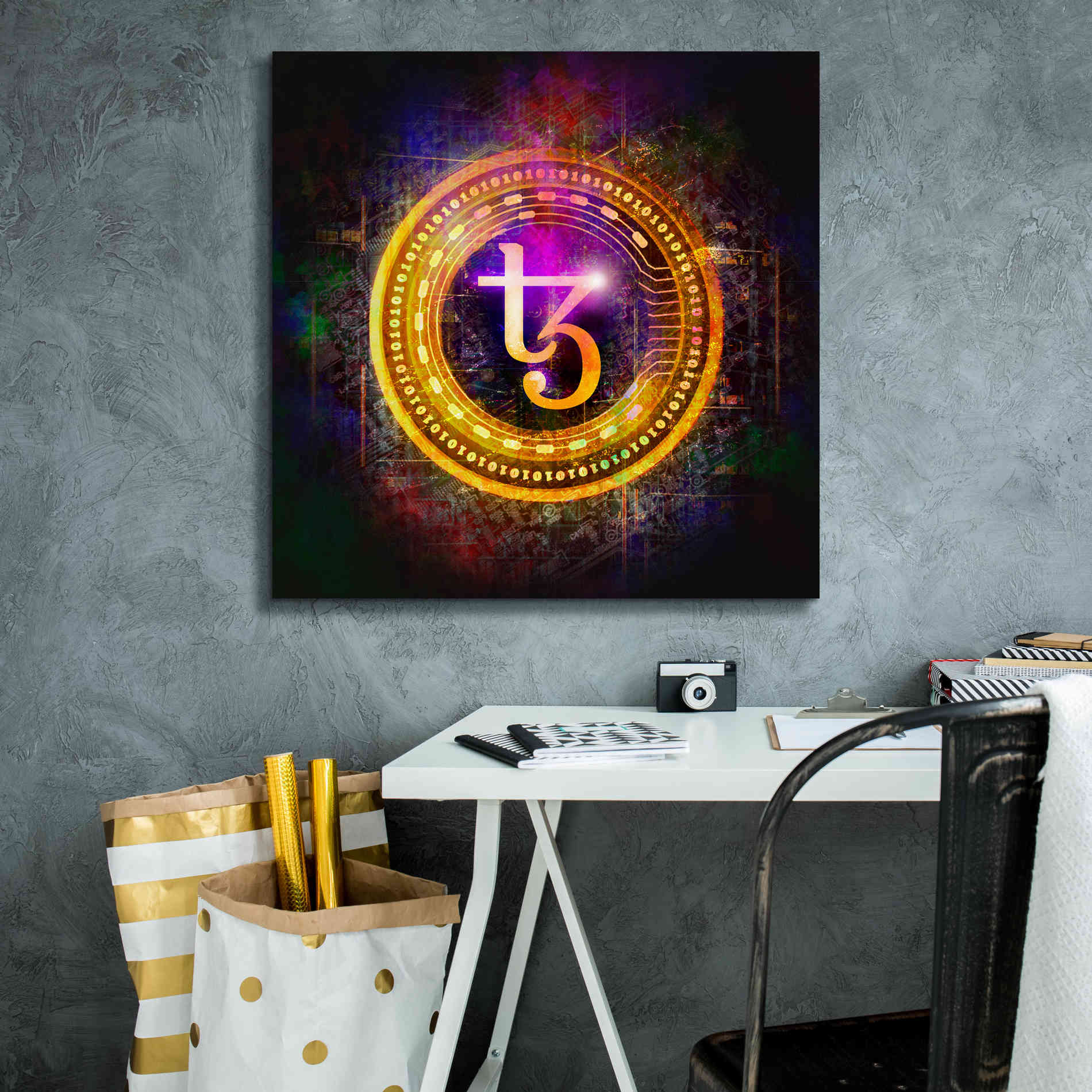'Tezos Crypto Halo' by Epic Portfolio Giclee Canvas Wall Art,26 x 26