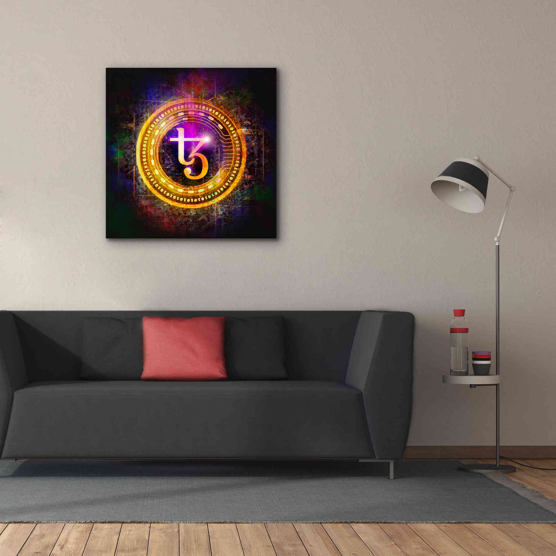 'Tezos Crypto Halo' by Epic Portfolio Giclee Canvas Wall Art,37 x 37