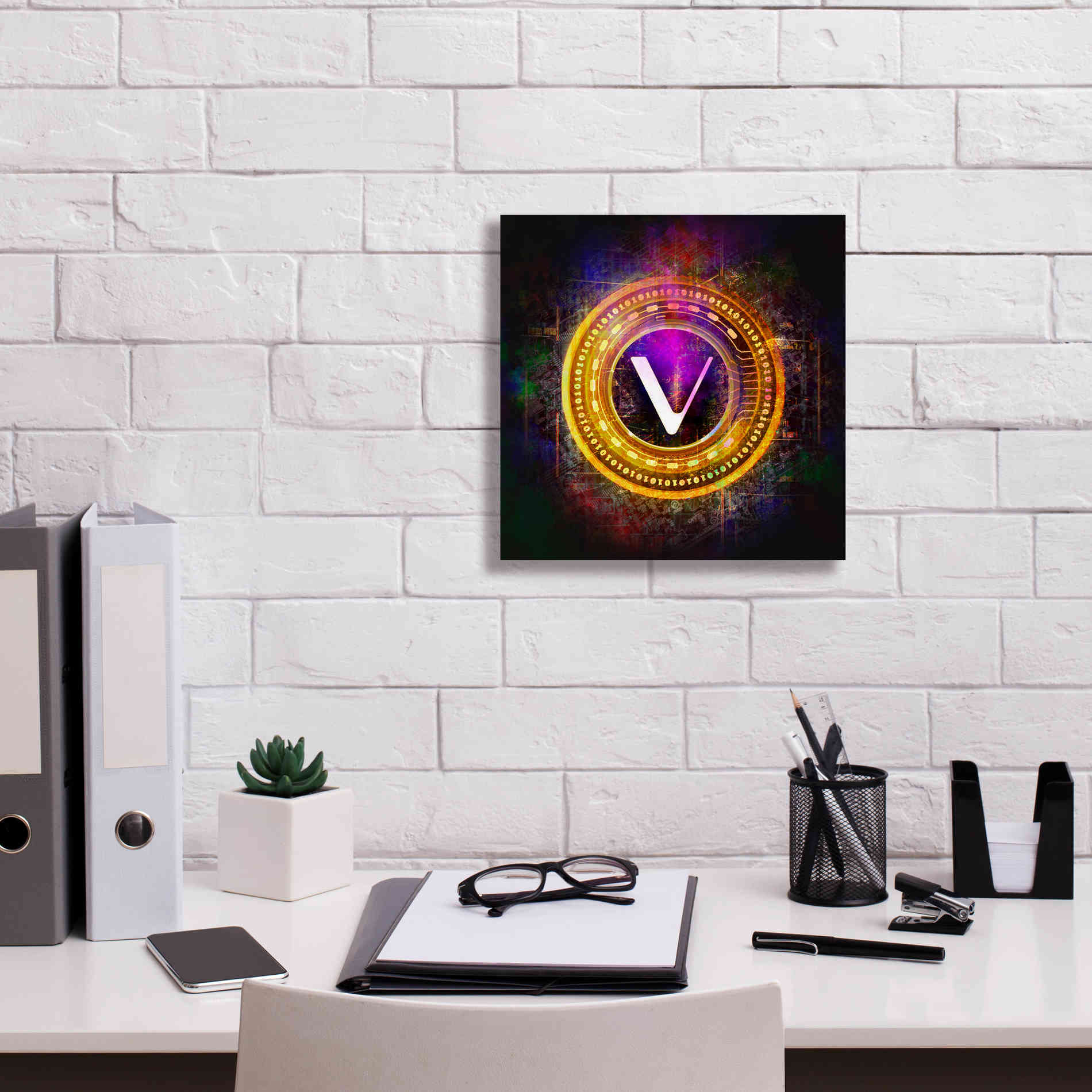 'Vechain Crypto Halo' by Epic Portfolio Giclee Canvas Wall Art,12 x 12