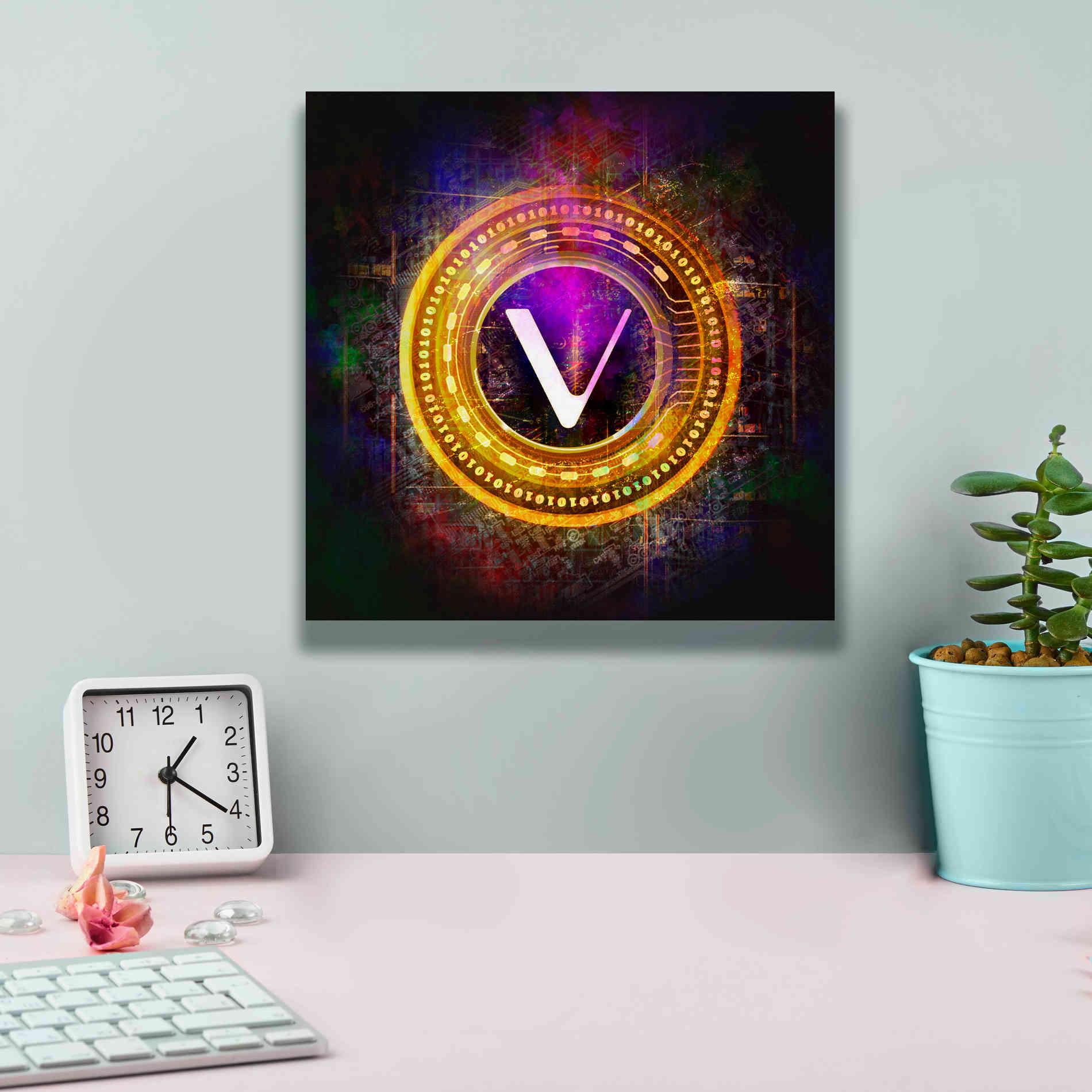 'Vechain Crypto Halo' by Epic Portfolio Giclee Canvas Wall Art,12 x 12