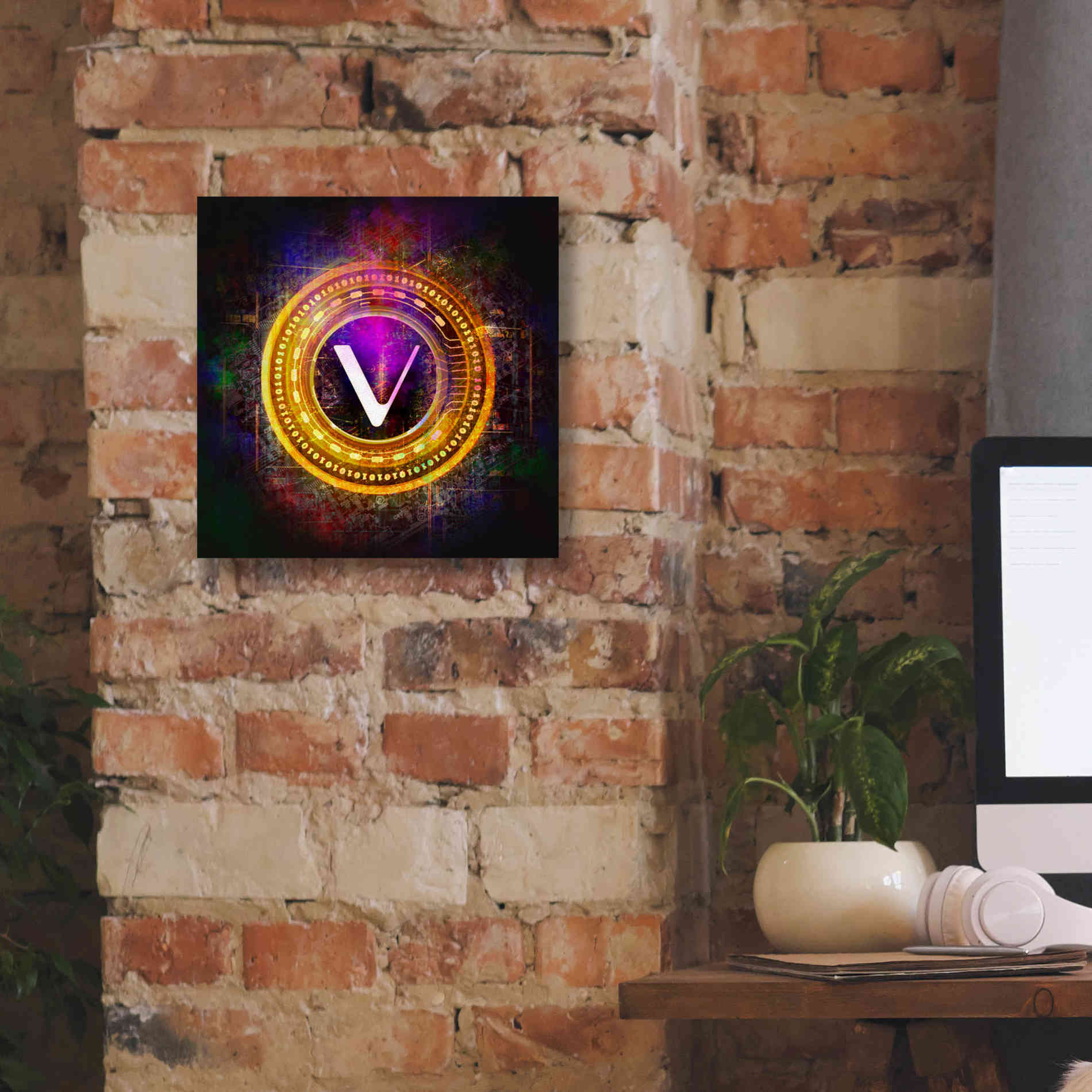 'Vechain Crypto Halo' by Epic Portfolio Giclee Canvas Wall Art,12 x 12