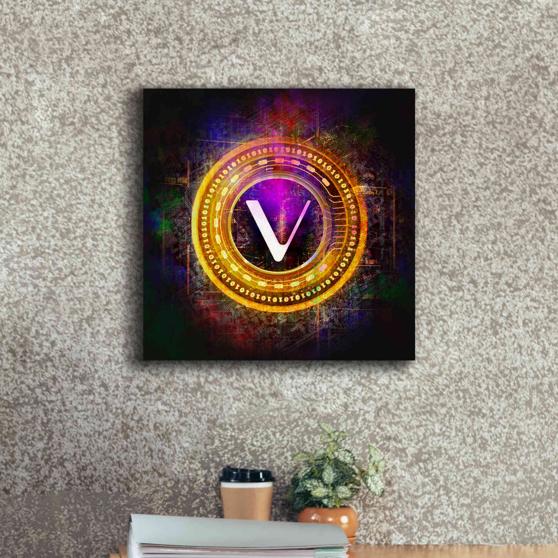 'Vechain Crypto Halo' by Epic Portfolio Giclee Canvas Wall Art,18 x 18