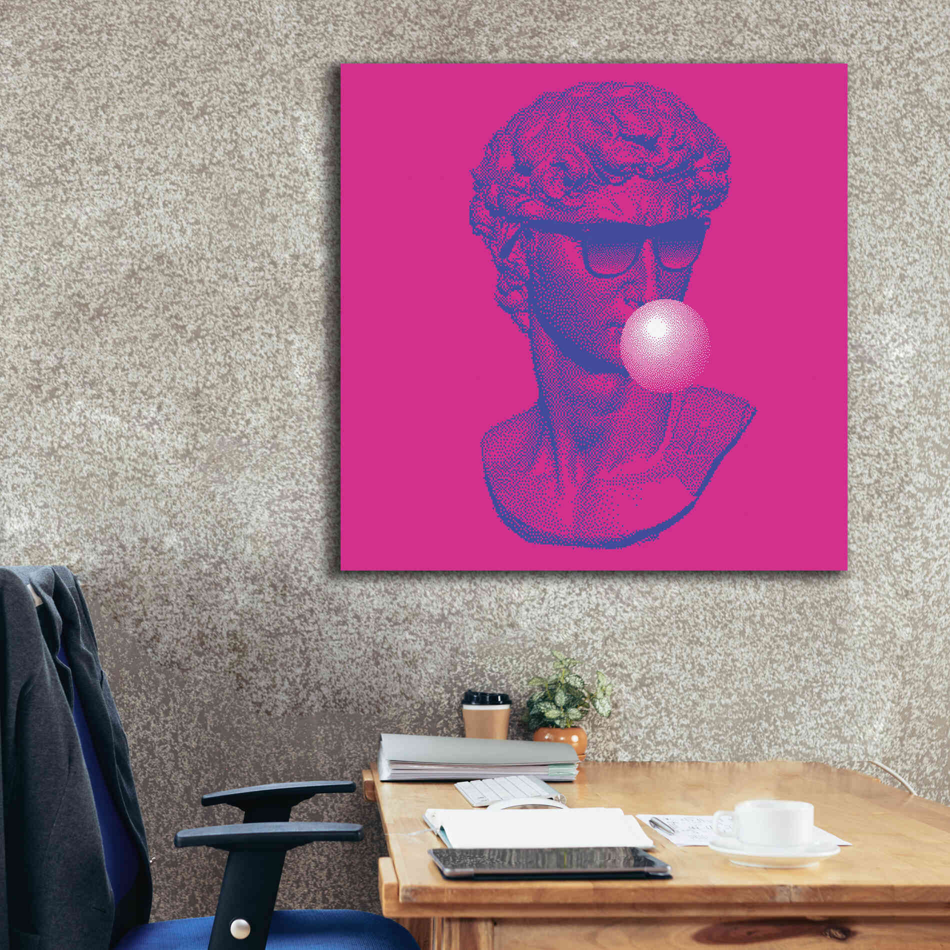 'Michelangelos Pixel David' by Epic Portfolio, Canvas Wall Art,37x37