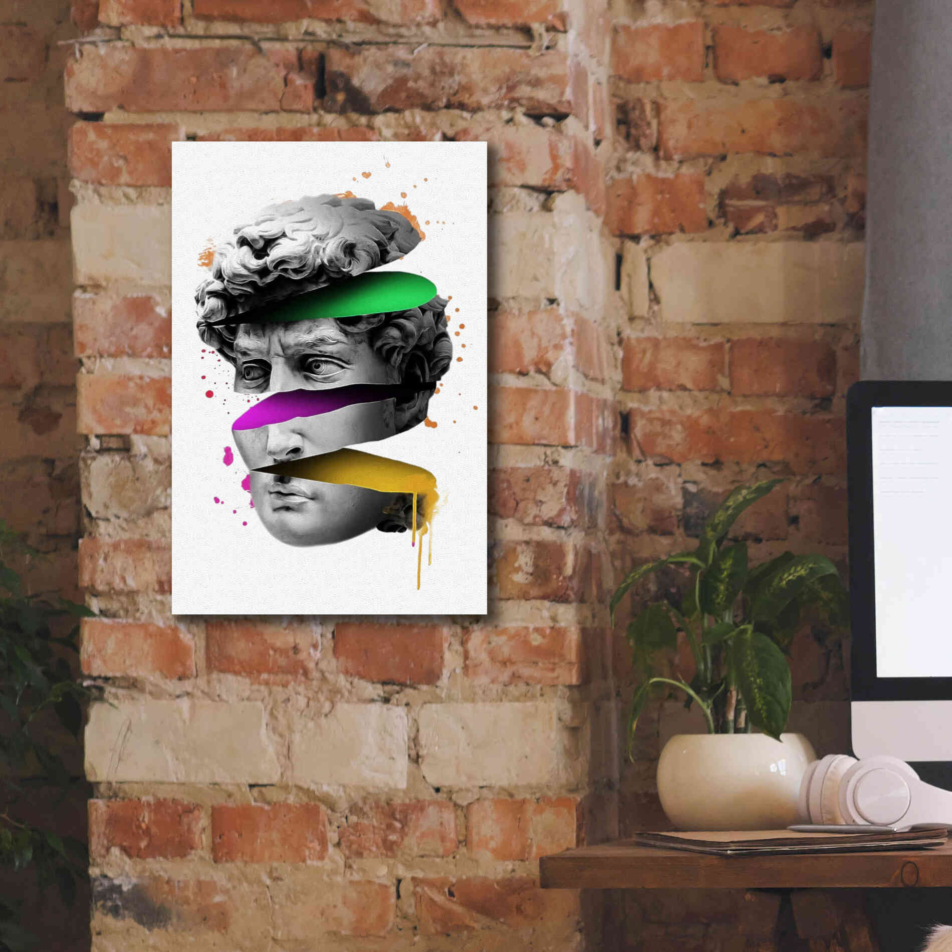 'Michelangelo David Sliced' by Epic Portfolio, Canvas Wall Art,12x18