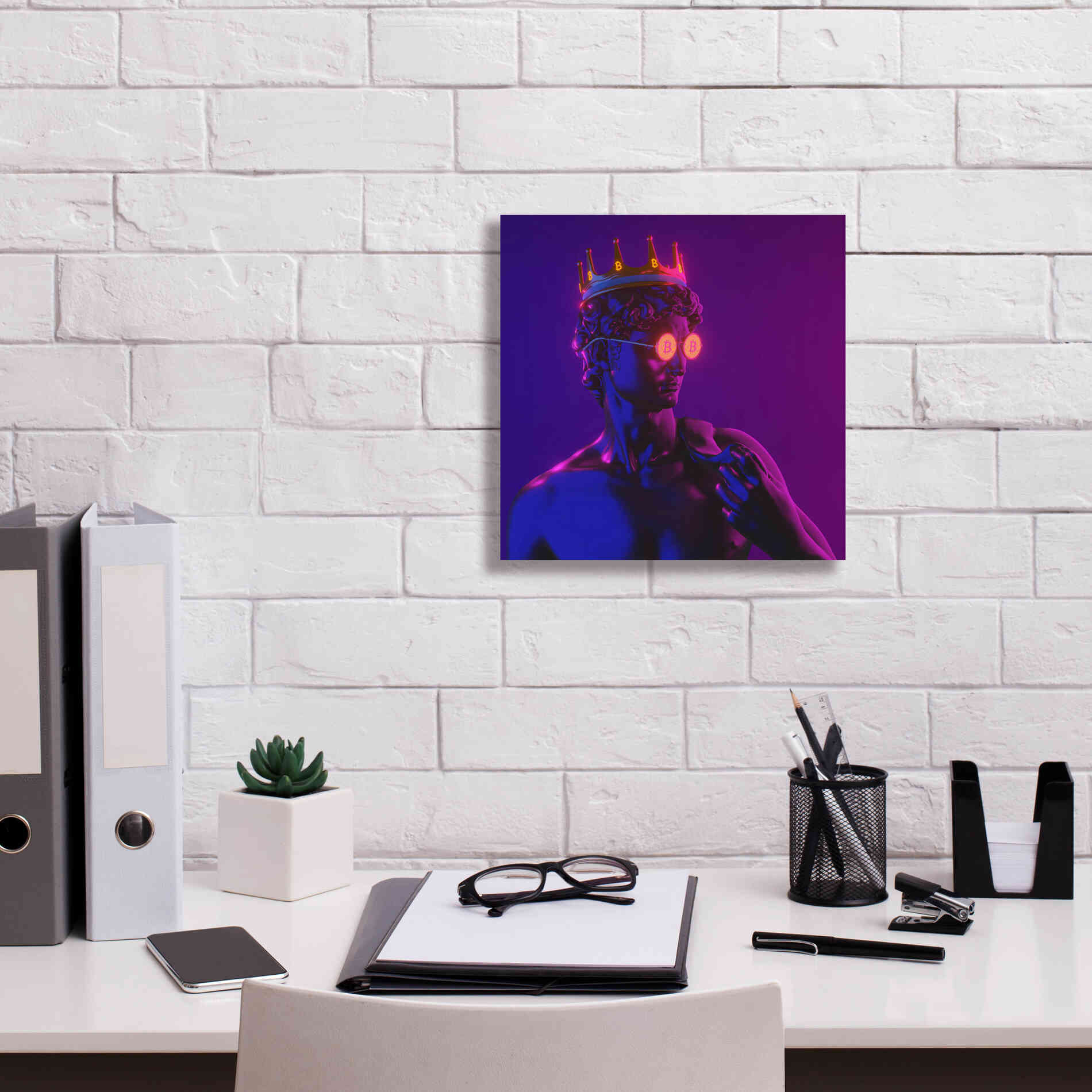 'Michelangelo Bitcoin David' by Epic Portfolio, Canvas Wall Art,12x12