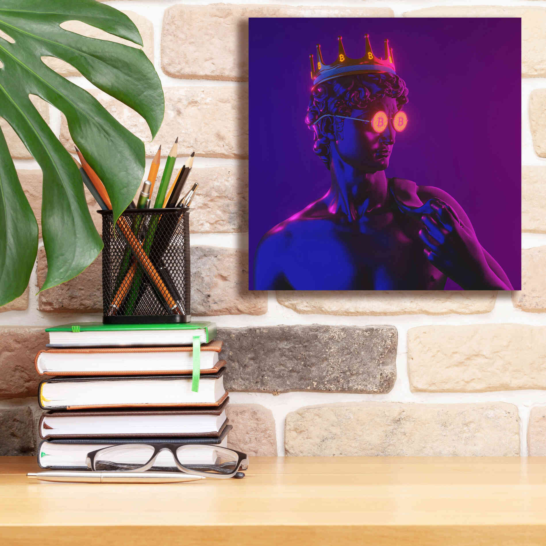 'Michelangelo Bitcoin David' by Epic Portfolio, Canvas Wall Art,12x12