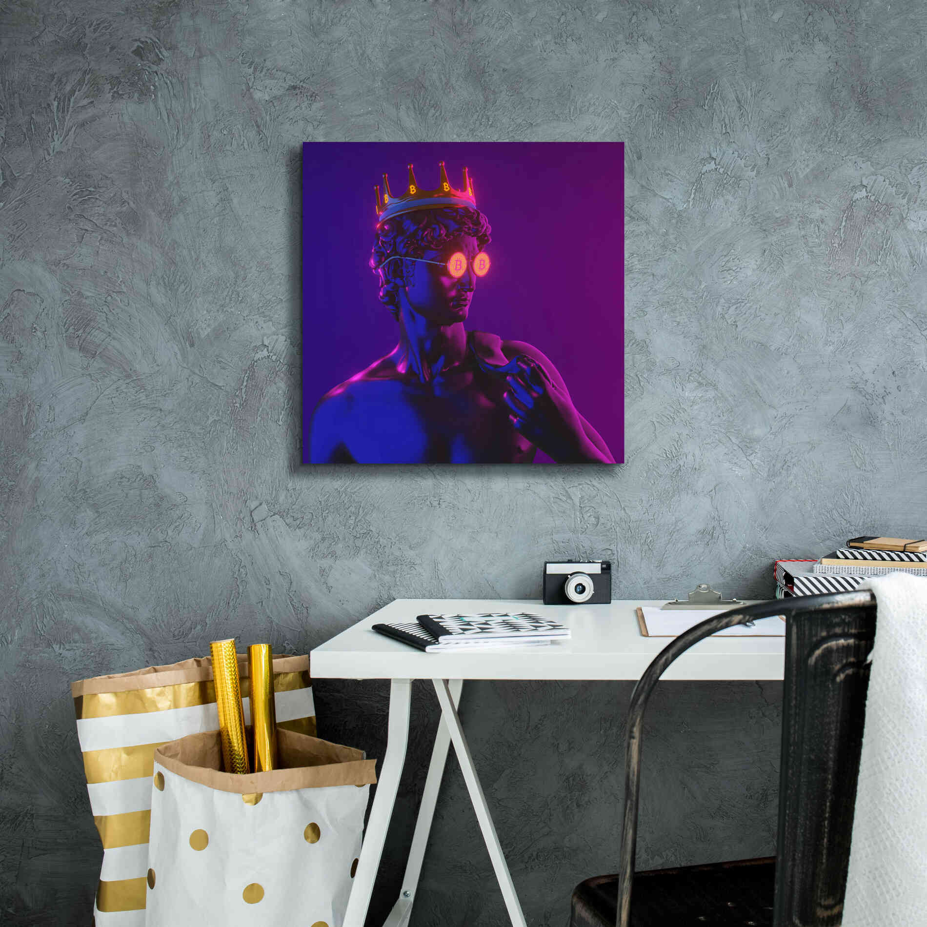 'Michelangelo Bitcoin David' by Epic Portfolio, Canvas Wall Art,18x18