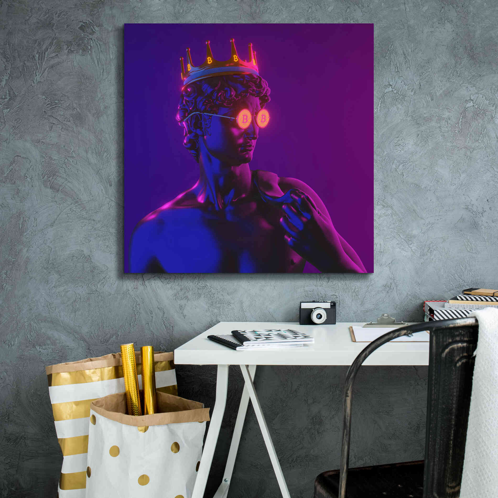 'Michelangelo Bitcoin David' by Epic Portfolio, Canvas Wall Art,26x26
