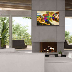 'Michelangelo - Creation of Adam Colorful I' by Epic Art Portfolio, Canvas Wall Art,40x26